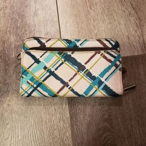 Plaid teal wallet
